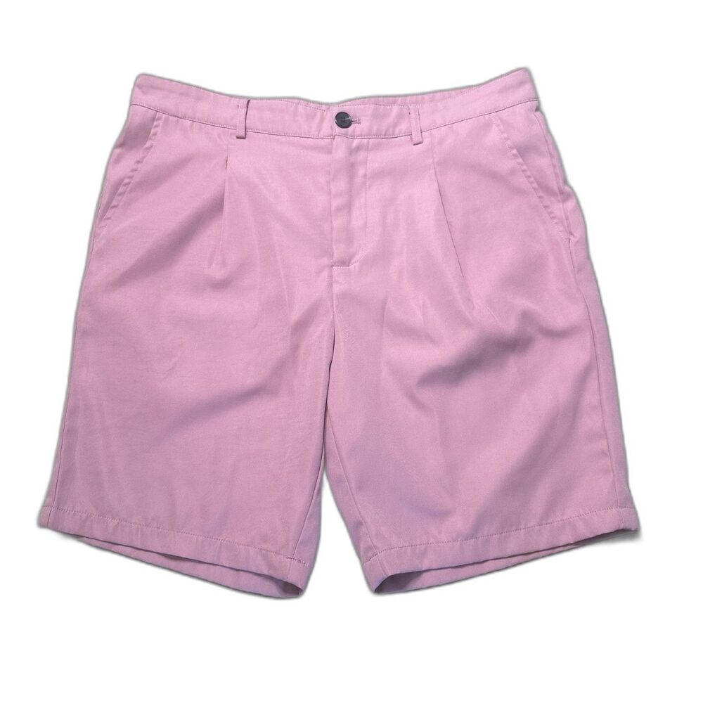 Men's Medium M Pink Casual Wedding Lightweight Pleated Shorts with Side Pockets